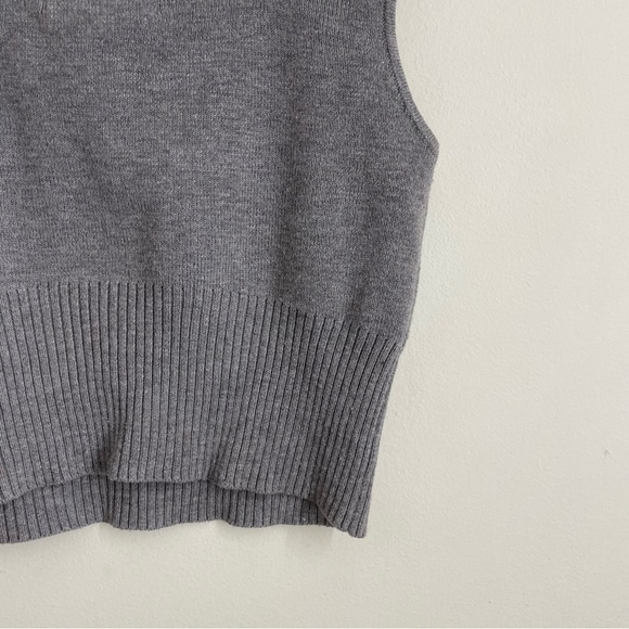 H&M Knit Wool Blend Cropped Sleeveless Top Gray Square Neck S - Picture 6 of 8